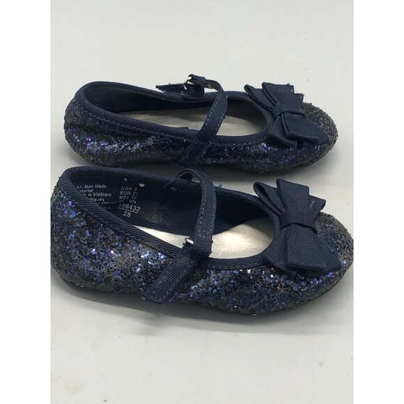 Smart fit dress flat shoes bow sparkle blue toddler size 5 hook & loop READ - Picture 4 of 7